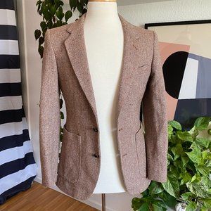 Vintage Brown Herringbone Blazer Jacket